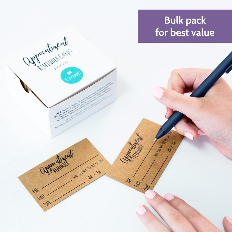 T MARIE 200 Appointment Reminder Cards - Kraft Style for Business, Hair Salon, Dental Office, Massage Therapist, Grooming, Hairdresser, Medical Doctors and More - Bulk Pack of Your Next Appointment Cards â€¦ - Image 3